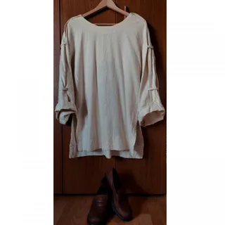 مانتو سفید/کرم کتان