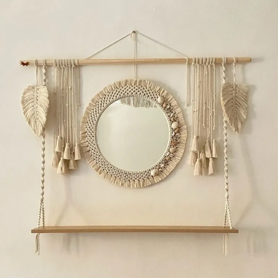 شلف و آینه مکرومه بافی