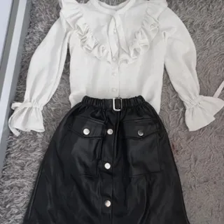 شومیز و دامن چرم