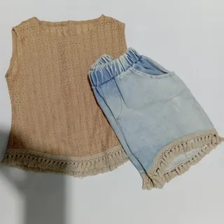 ست تاپ وشلوارک دخترانه