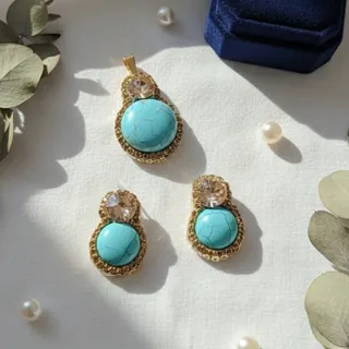 نیمست فیروزه ای دست دوز