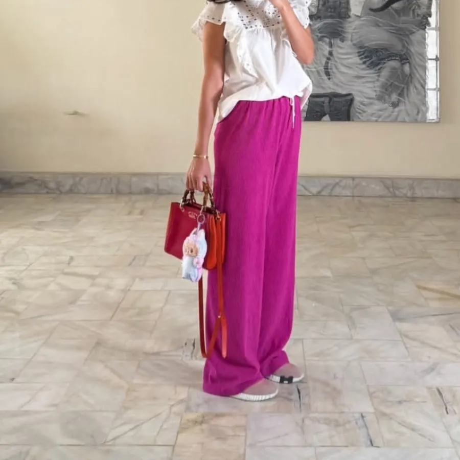 شلوار لینن سرخابی