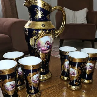 ظروف سورمه‌ای طلاکوب چینی