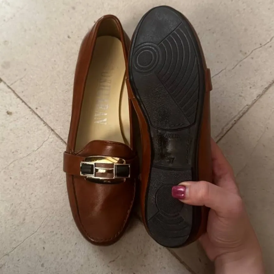 کفش چرم مصنوعی شتری