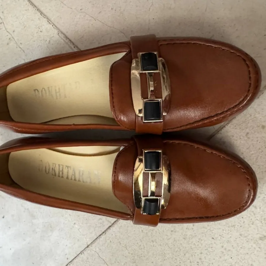 کفش چرم مصنوعی شتری