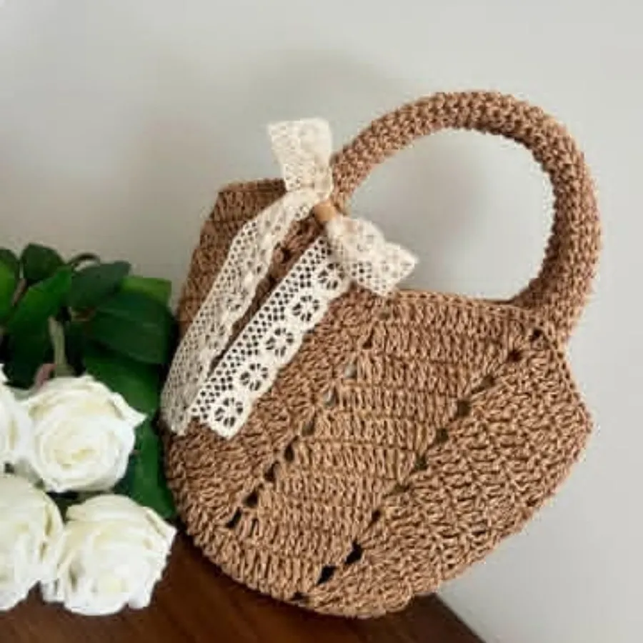 کیف رافیا کوچک پاپیون دار