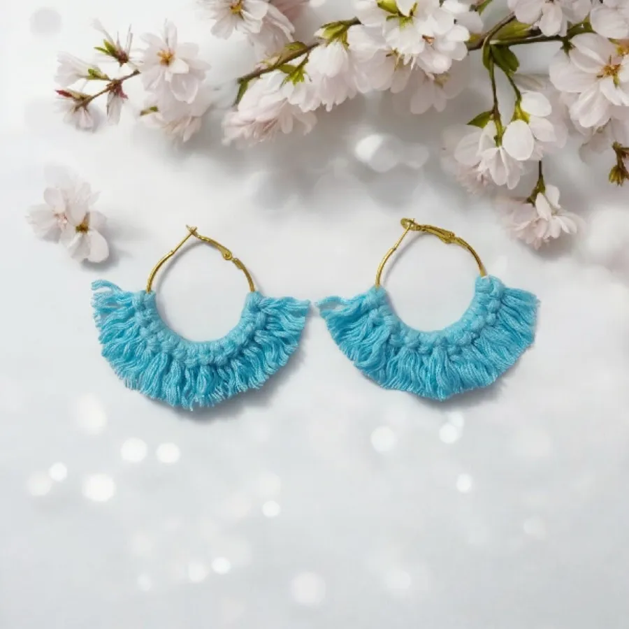 گوشواره حلقه ای مکرومه