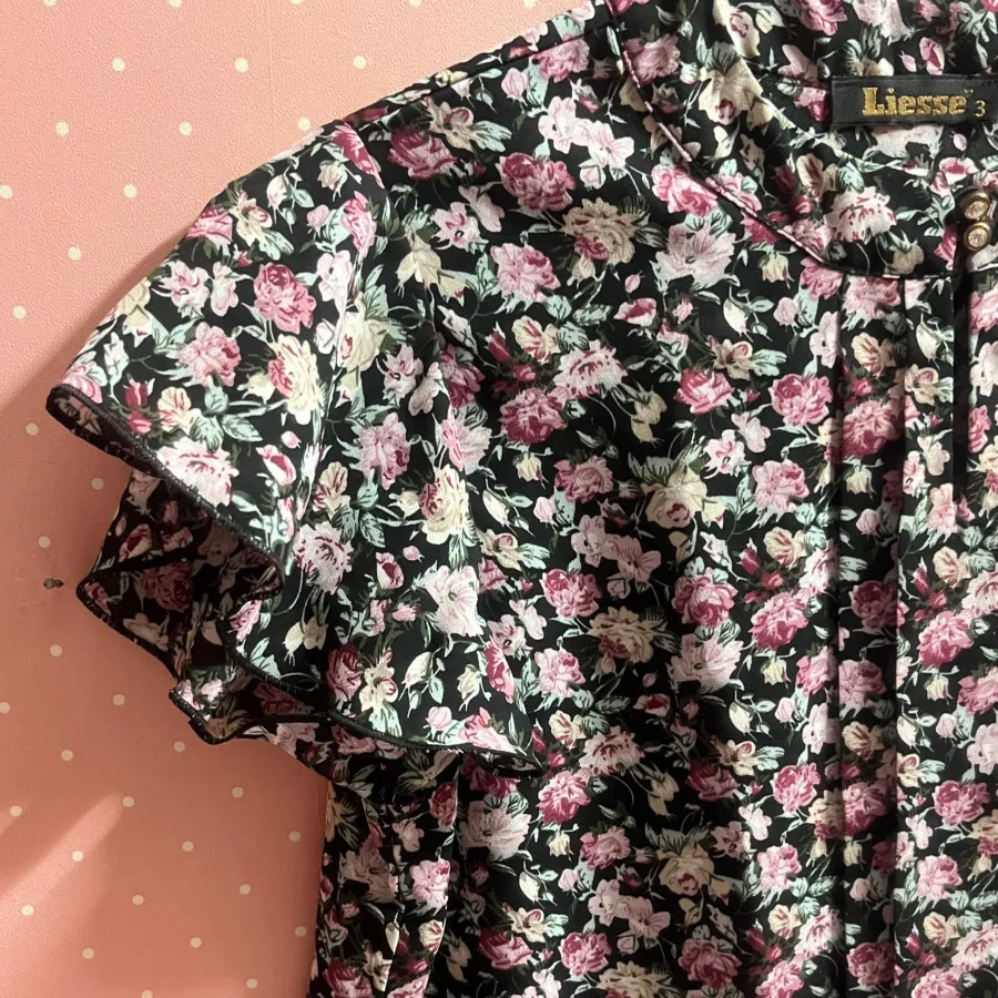 شومیز آستین کوتاه گل گلی