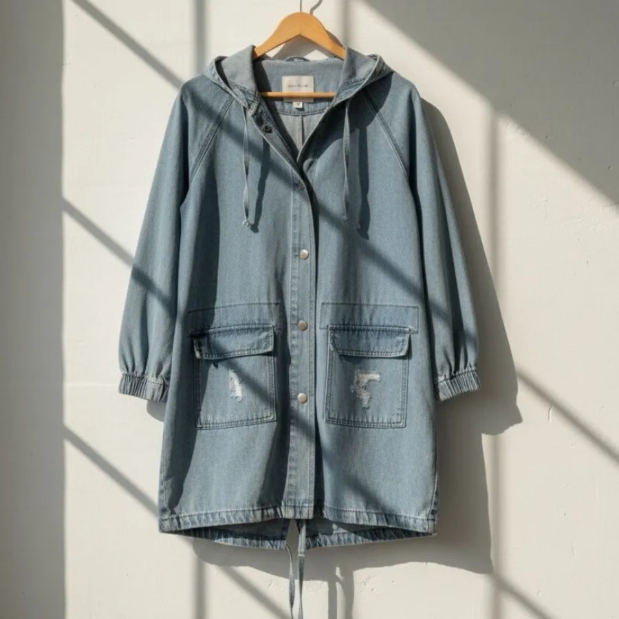 مانتو جین کلاهدار