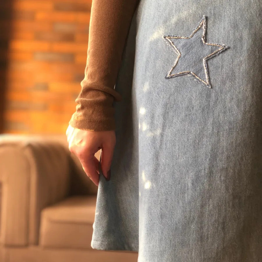 دامن جین با کاردست