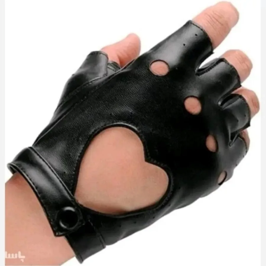 دستکش چرم نیم پنجه