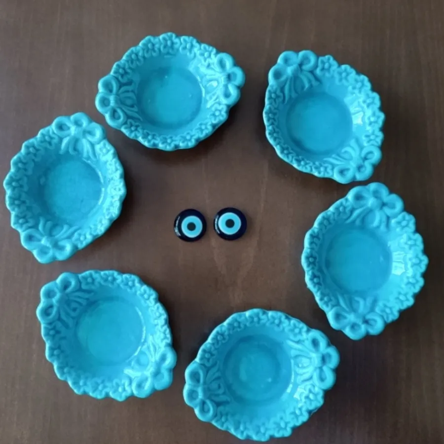 ست هفت سین سفالی فیرزه ای