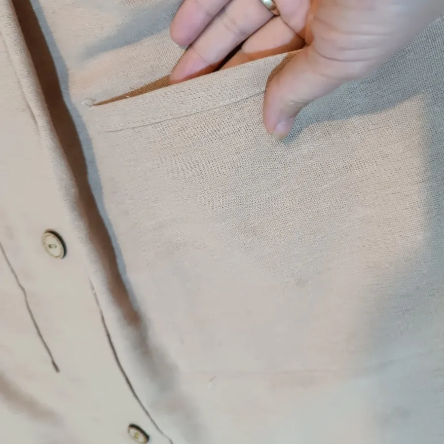 دامن لینن بلند دکمه چوبی