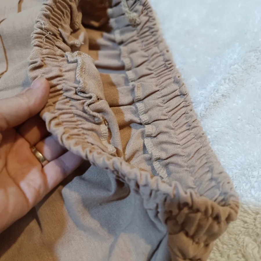 دامن لینن بلند دکمه چوبی