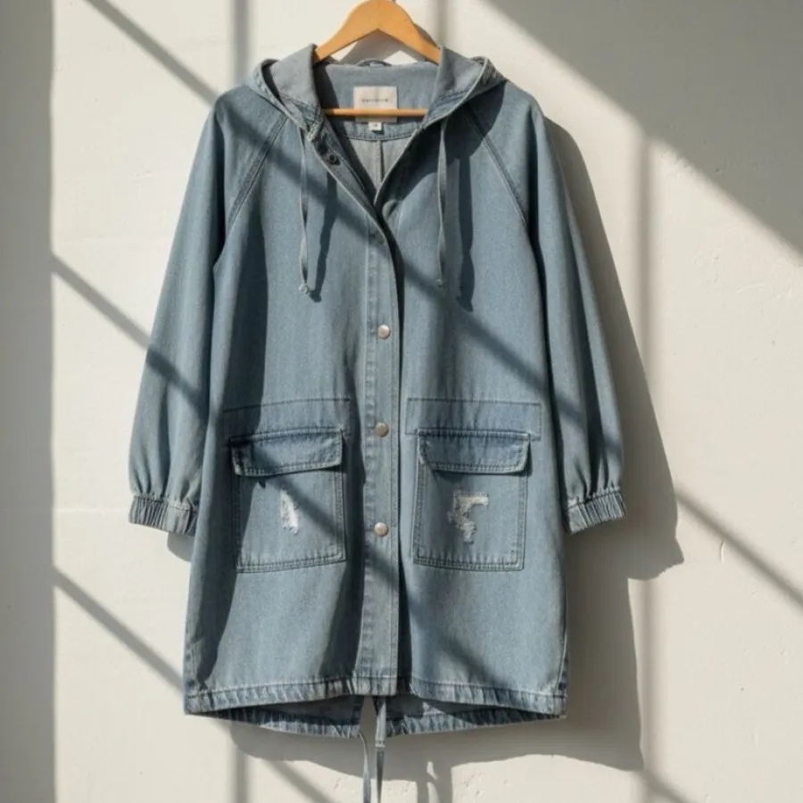 مانتو جین کلاهدار