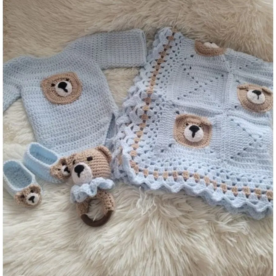 ست پتو لباس کلاه نوزادی