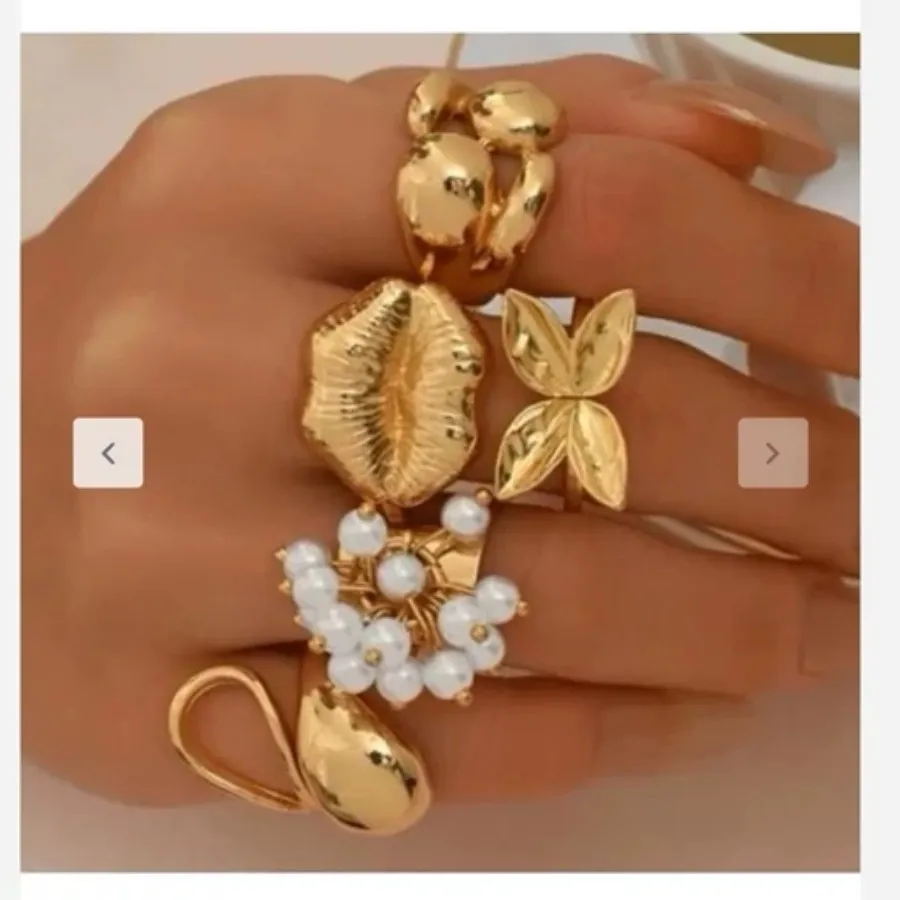 پک انگشتر 5تایی مروارید