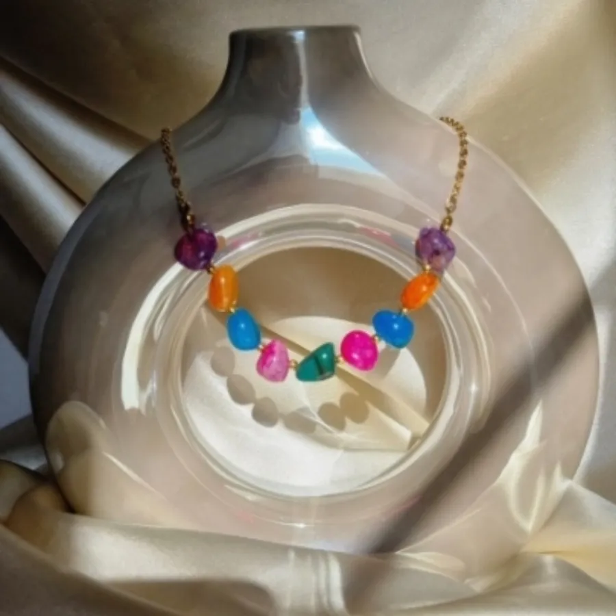 گردنبند سنگ عقیق رنگی