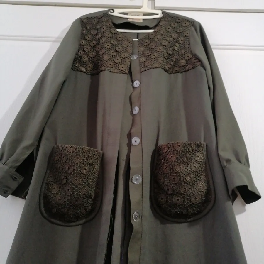 مانتو ترکیبی گیپور سبز