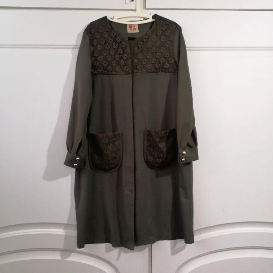 مانتو ترکیبی گیپور سبز