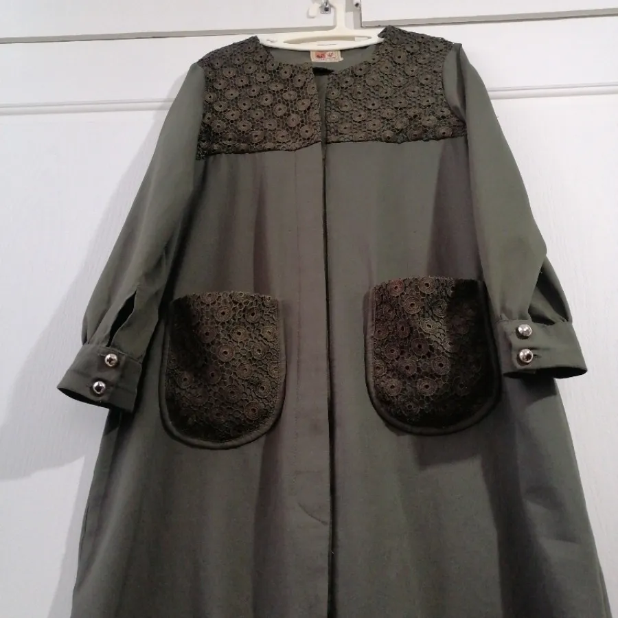 مانتو ترکیبی گیپور سبز