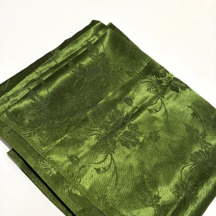 پارچه ساتن گلدار سبز