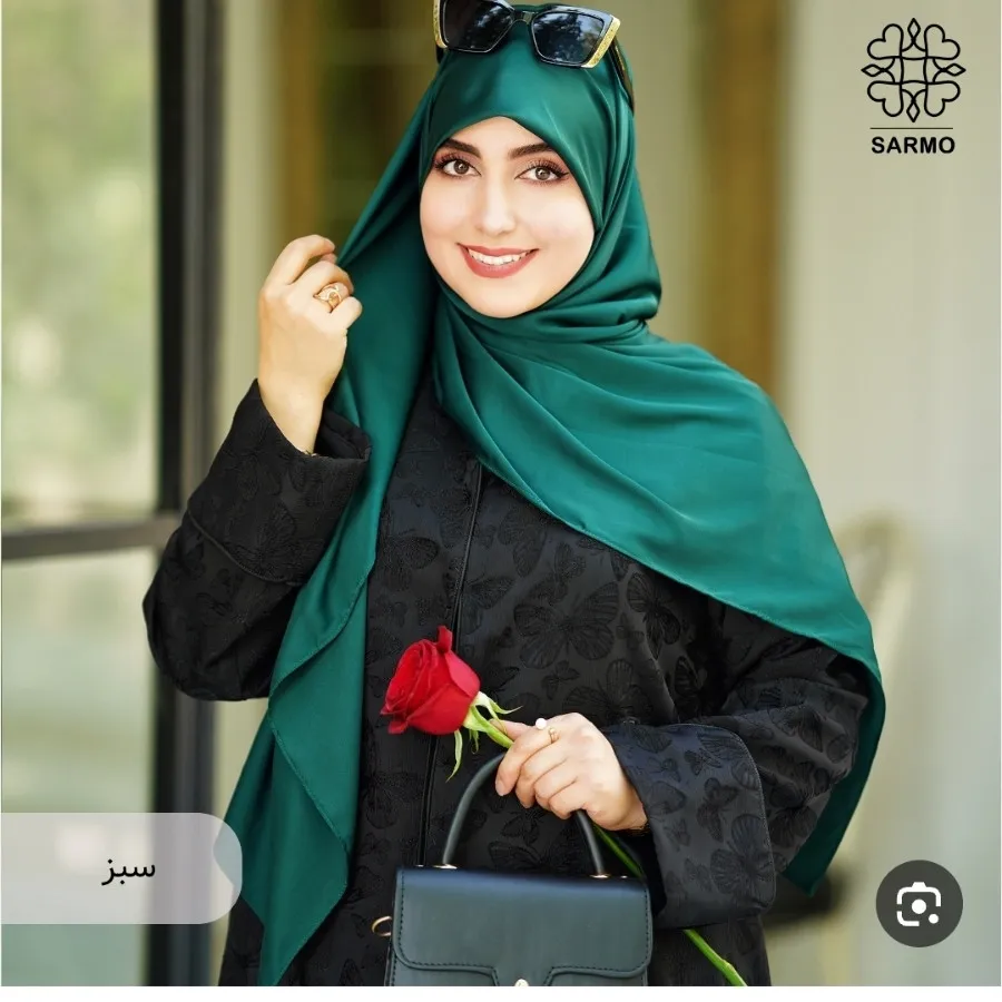 روسری ساتن مشکی و رنگی100