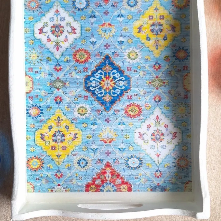 سینی رزینی سفید گلیم