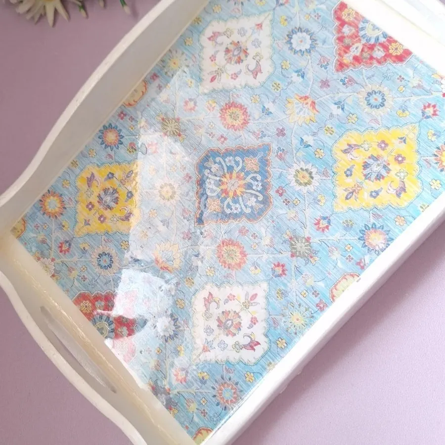 سینی رزینی سفید گلیم