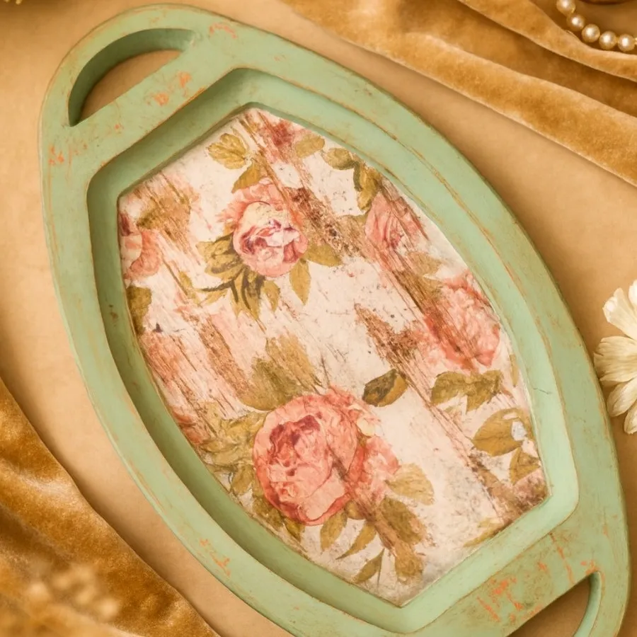 سینی چوبی رزینی کهنه کاری