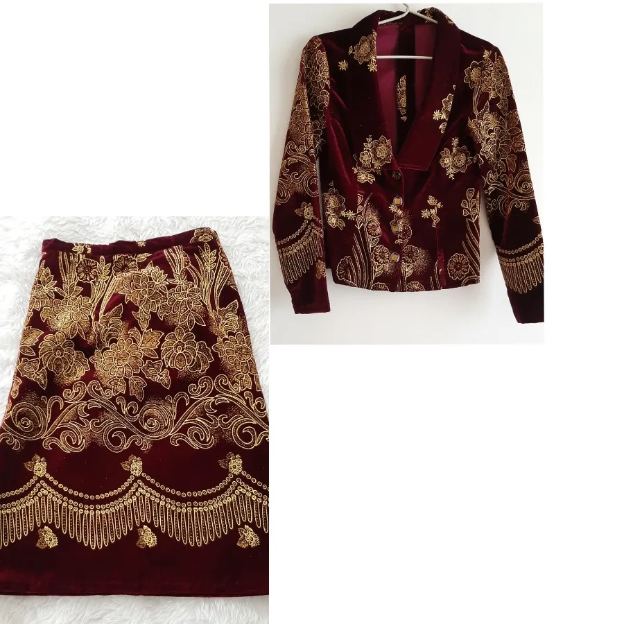 کت و دامن مخمل طلاکوب