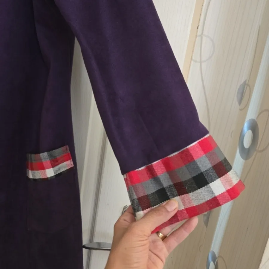 مانتو مخمل بادمجانی