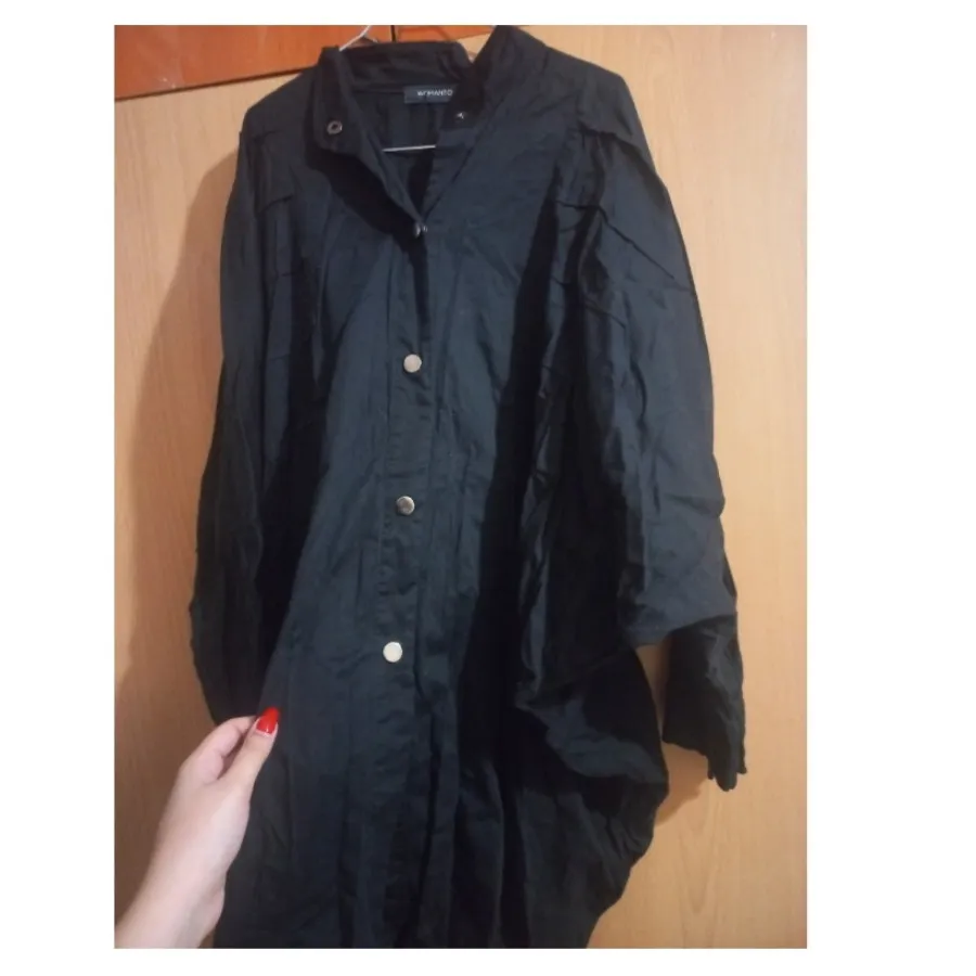 مانتو کتان مشکی فری