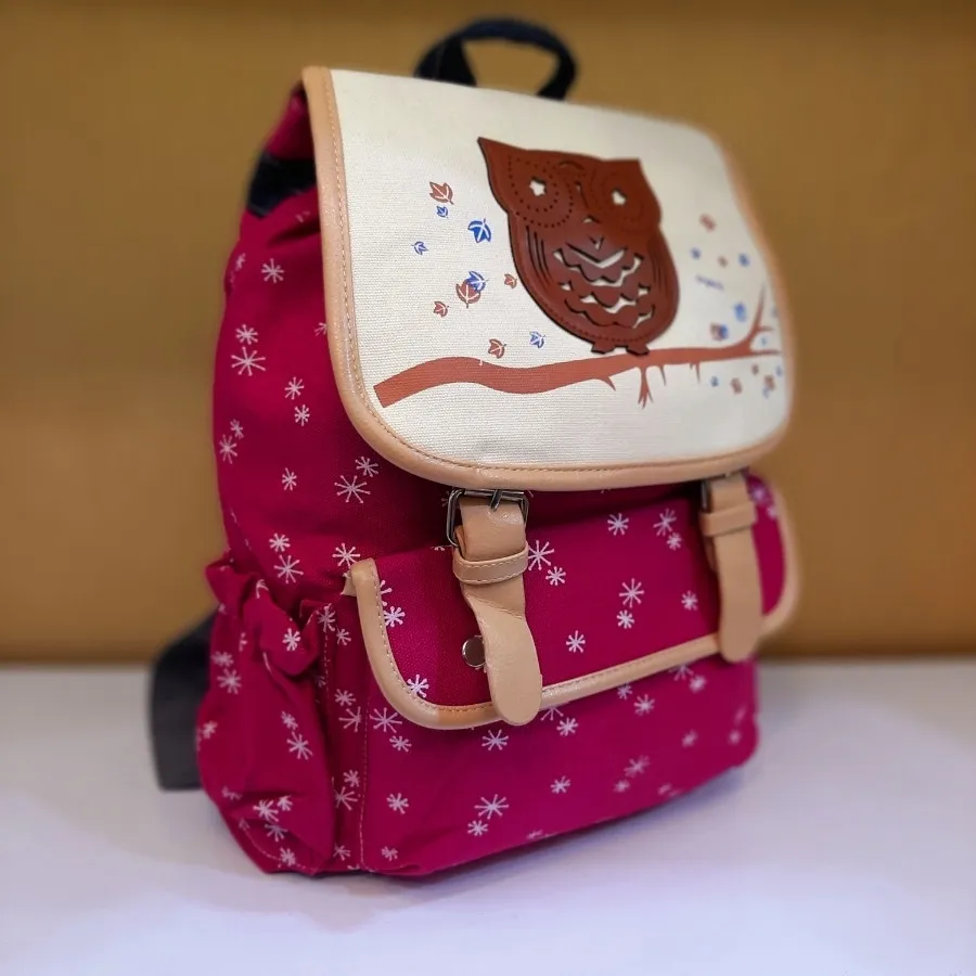 کوله پشتی جغدی صورتی