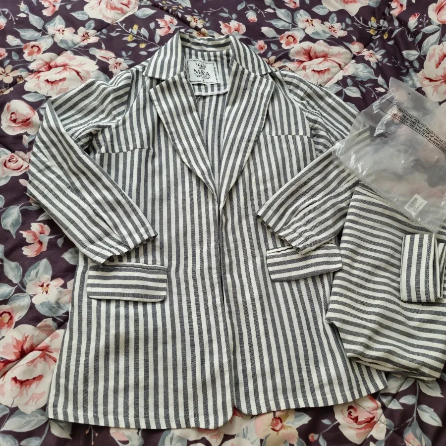 کت و شلوار لینن راه راه