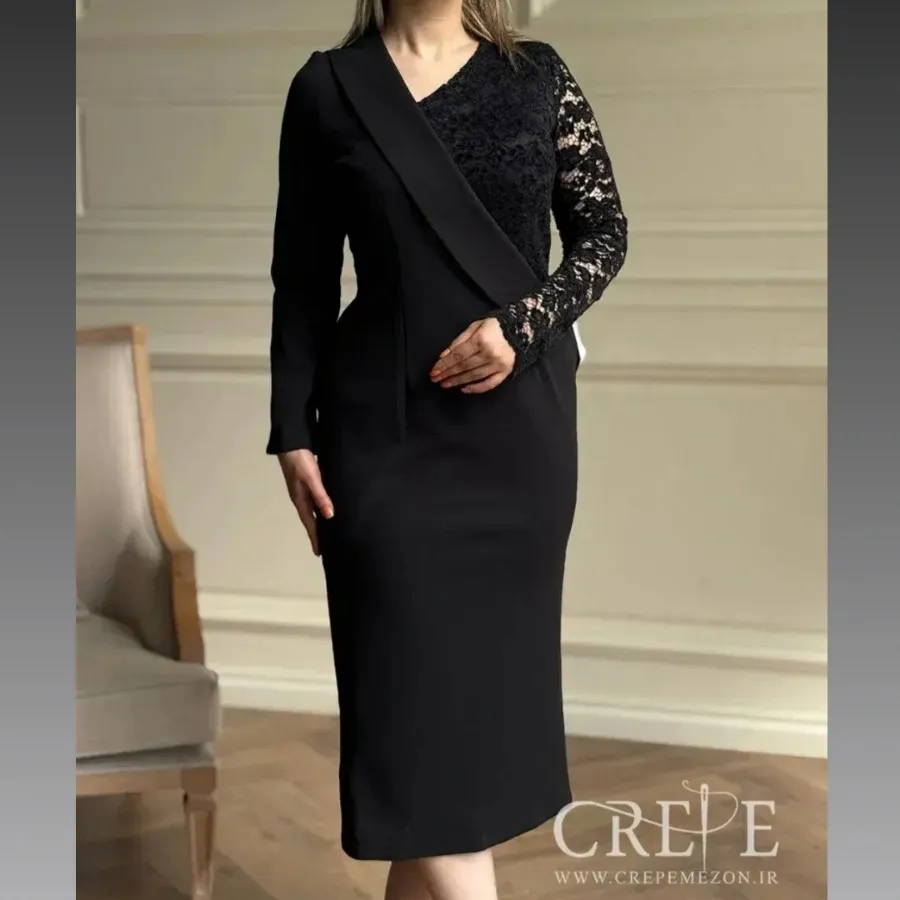 پیراهن یکطرفه گیپور مخمل