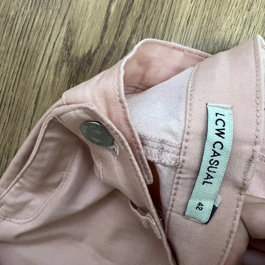 شلوار کتان ال سی صورتی