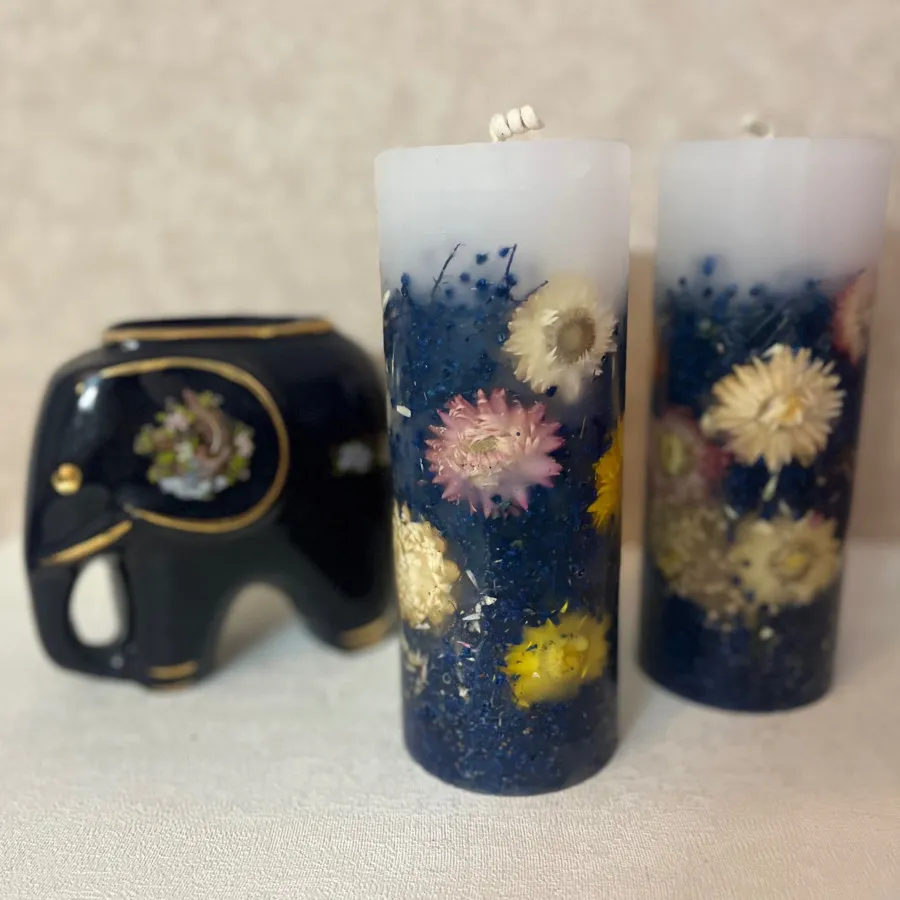 شمع استوانه گل خشک