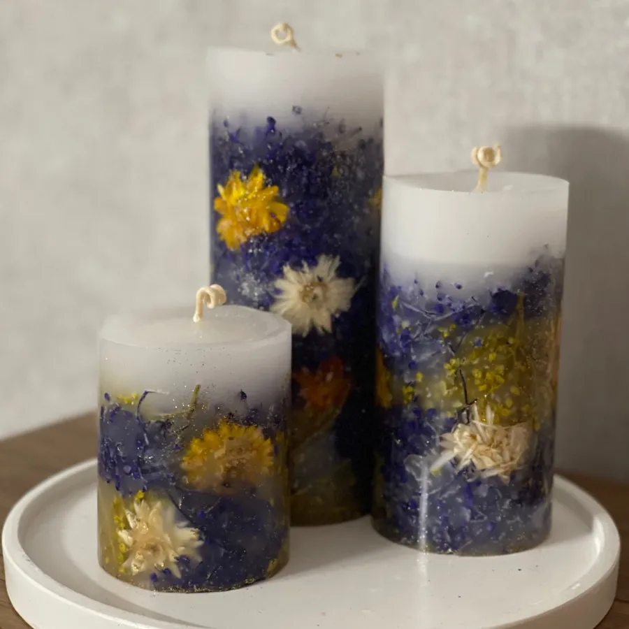 شمع استوانه گل خشک