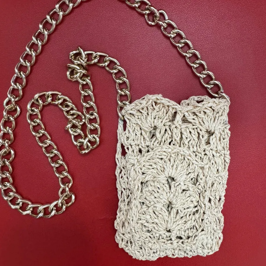 کیف زنجیر دار حصیر بافت