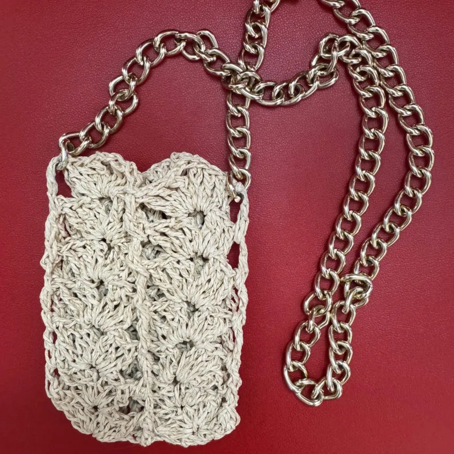 کیف زنجیر دار حصیر بافت