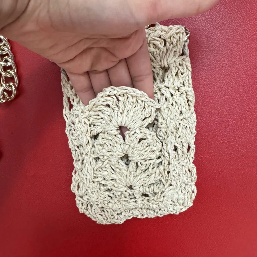 کیف زنجیر دار حصیر بافت