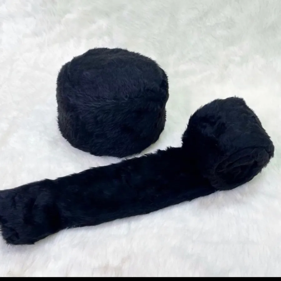 شال گردن و کلاه خز مشکی