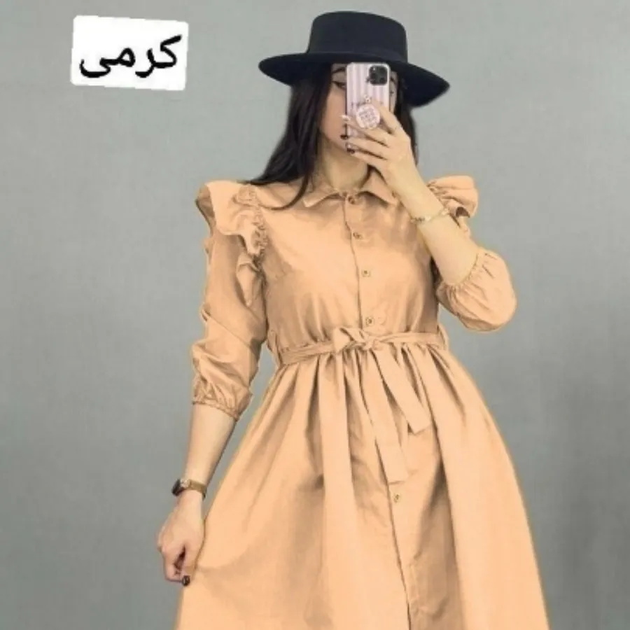 مانتو کرمی بلند مدل عروسک