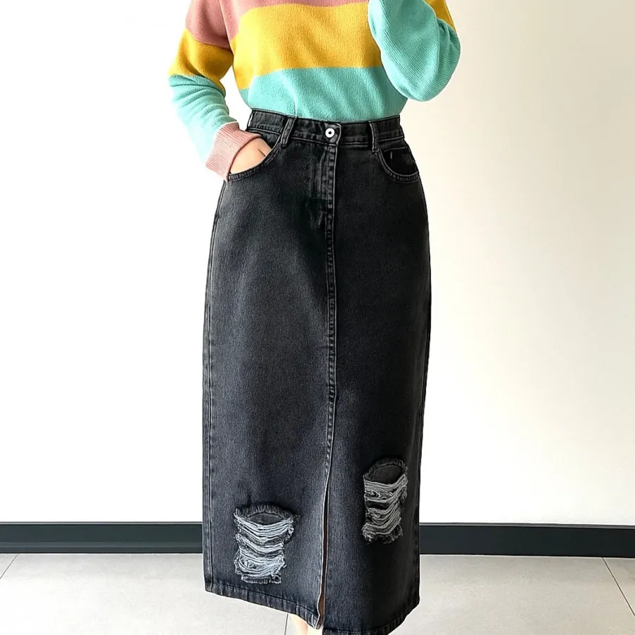 دامن جین جلوچاک زاپ دار