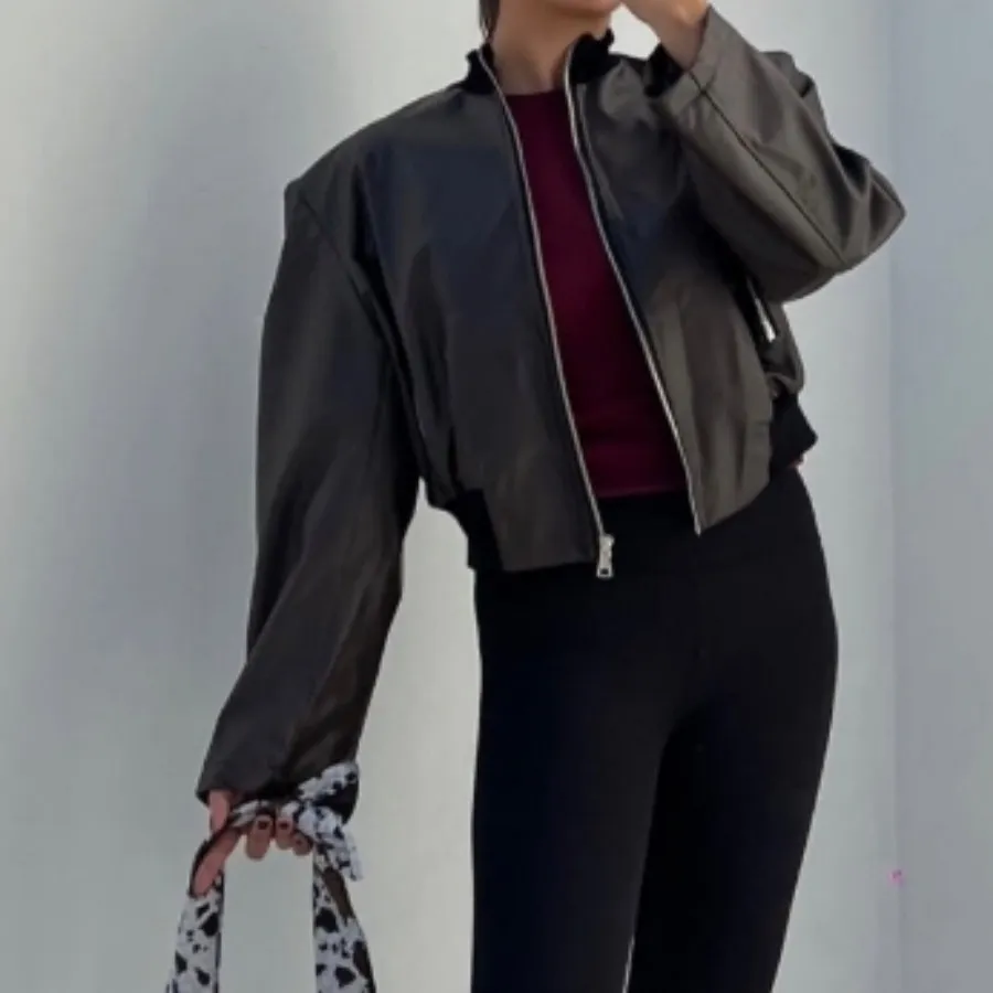 کت چرم قهوه ای