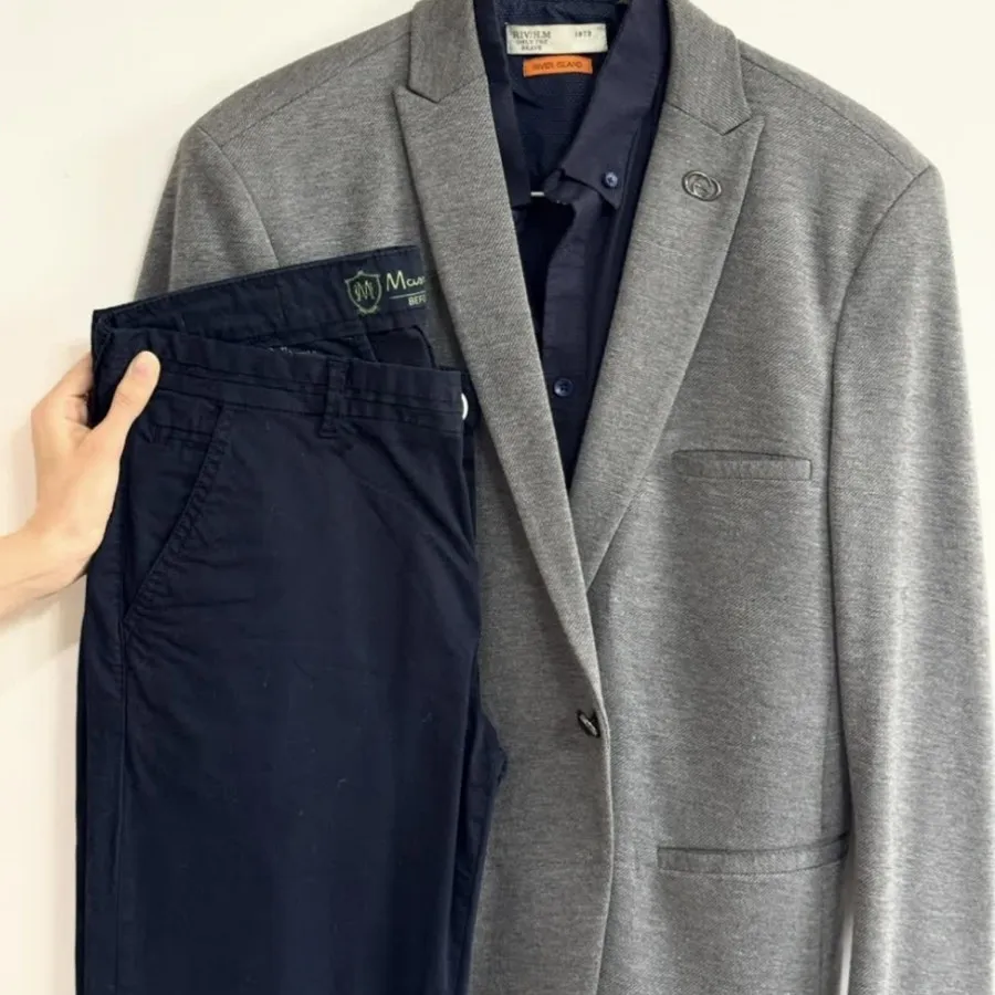 شلوار کتان سرمه ای برند