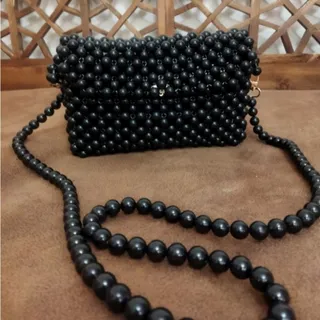 کیف مروارید بافی مشکی