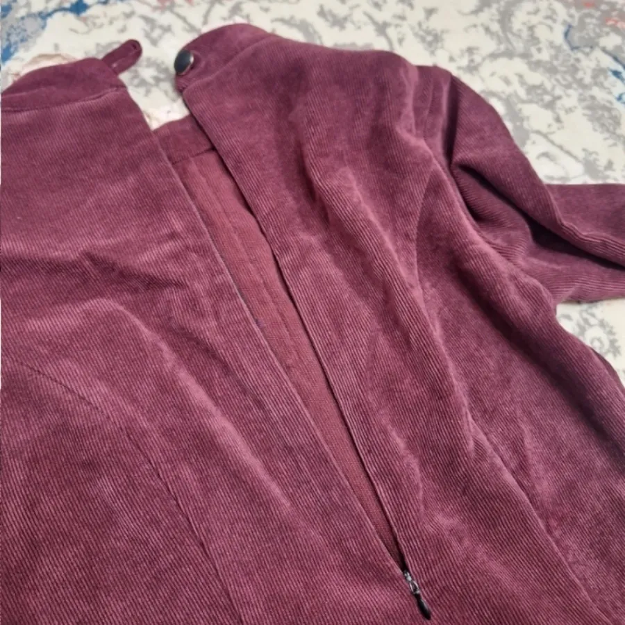 مانتو پیراهنی مخمل زرشکی