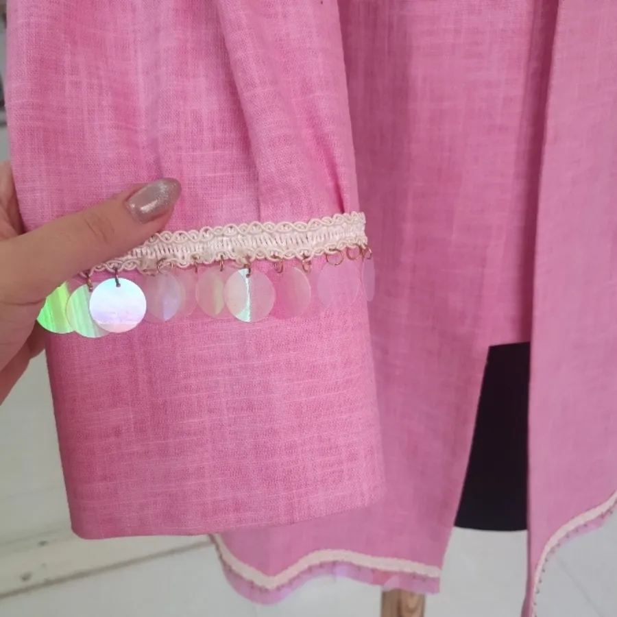 مانتو صورتی نخی